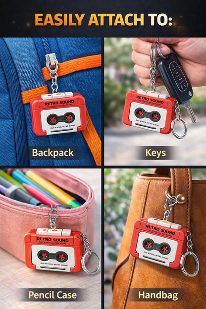 Retro voice recorder keychain