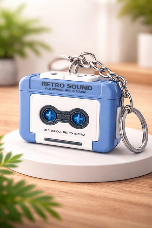 Retro voice recorder keychain