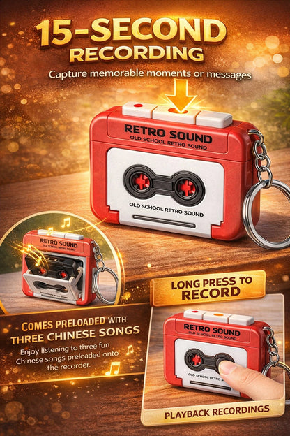 Retro voice recorder keychain
