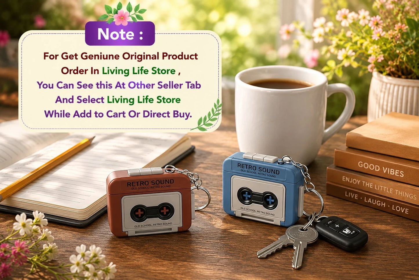 Retro voice recorder keychain